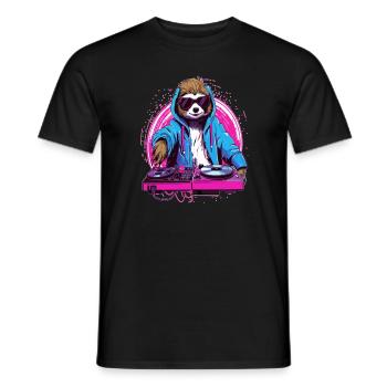 Sloth Dj Raver EDM Festival Rave - Männer T-Shirt - Schwarz - Vorne - AI Model Male 178 light (178cm)