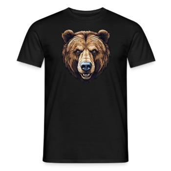 Brown Bear Face - Furry Friend - Men's T-Shirt - black - Front - AI Model Male 178 light (178cm)