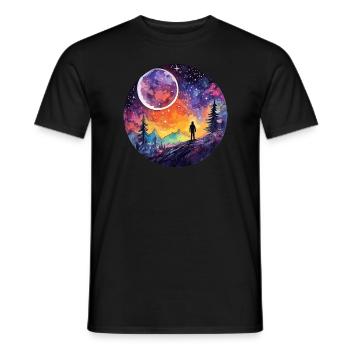 Exploration des surfaces aquarelles - céleste - T-shirt homme - noir - Devant - AI Model Male 178 light (178cm)