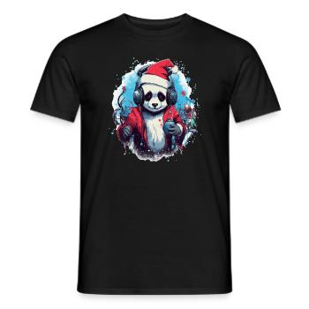 Winter Drum and Bass Party Panda Christmas Party - Men's T-Shirt - black - Front - AI Model Male 178 light (178cm)