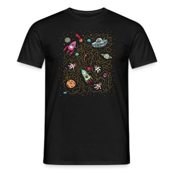 Cats lost in space - Men's T-Shirt - black - Front - AI Model Male 178 light (178cm)