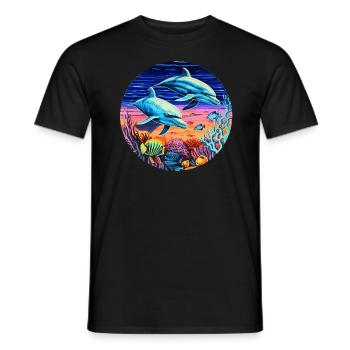Dauphin - couleurs vives - symphonie aquatique - T-shirt homme - noir - Devant - AI Model Male 178 light (178cm)