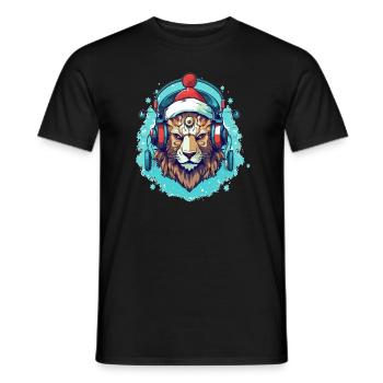 Cyberpunk Noël Lion Winter Festival Rave - T-shirt homme - noir - Devant - AI Model Male 178 light (178cm)