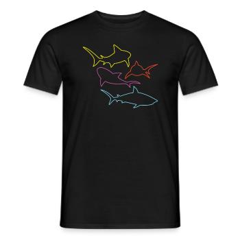 Shark Colorful Shark Fish - Men's T-Shirt - black - Front - AI Model Male 178 light (178cm)