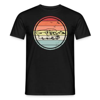 Wohnmobil Trekking Camper Retro Vintage Geschenk - Männer T-Shirt - Schwarz - Vorne - AI Model Male 178 light (178cm)