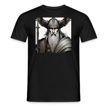Stolzer Wikinger Odin mit Raben Helm - Männer T-Shirt - Schwarz - Vorne - AI Model Male 178 light (178cm)