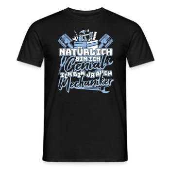 Mechaniker Schrauber Natürlich bin ich genial - Männer T-Shirt - Schwarz - Vorne - AI Model Male 178 light (178cm)