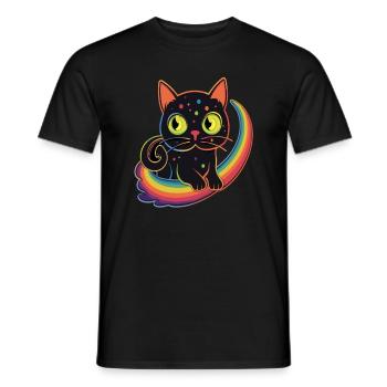 Süßes Halloween Regenbogen Schwarze Katze - Männer T-Shirt - Schwarz - Vorne - AI Model Male 178 light (178cm)