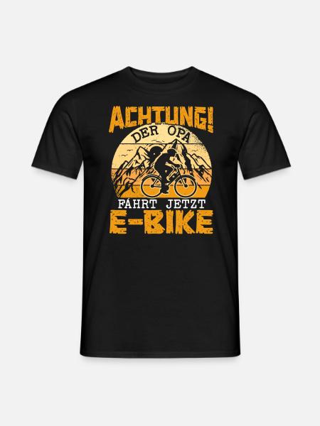 EBike Opa Rentner Pedelec Fahrrad Elektro Rad - Männer T-Shirt - Schwarz
