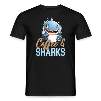 Kaffeehai-Liebhaber Meeresbiologie Koffein-Trinker - Männer T-Shirt - Schwarz - Vorne - AI Model Male 178 light (178cm)