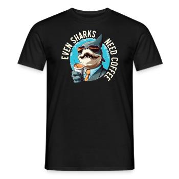 Kaffeehai-Liebhaber Meeresbiologie Koffein-Trinker - Männer T-Shirt - Schwarz - Vorne - AI Model Male 178 light (178cm)