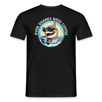 Kaffeehai-Liebhaber Meeresbiologie Koffein-Trinker - Männer T-Shirt - Schwarz - Vorne - AI Model Male 178 light (178cm)