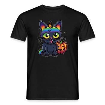 Cute Halloween Rainbow Cat Costume Halloween Party - Männer T-Shirt - Schwarz - Vorne - AI Model Male 178 light (178cm)