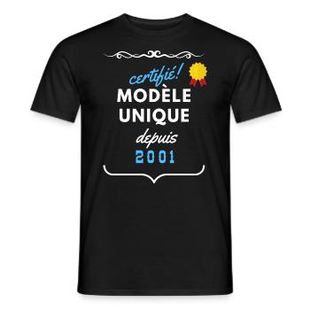 certifié modèle unique depuis 2001 - T-shirt homme - noir - Devant - AI Model Male 178 light (178cm)