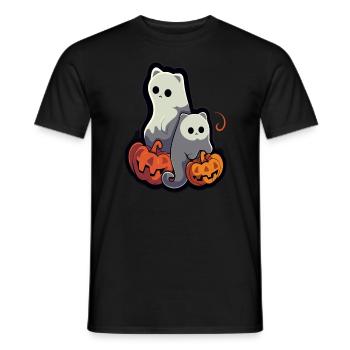 Chats fantômes effrayants saison des citrouilles Halloween - T-shirt homme - noir - Devant - AI Model Male 178 light (178cm)