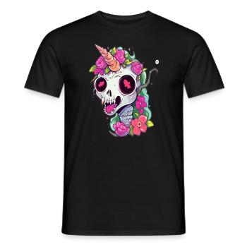 Licorne zombie d'Halloween en métal lourd - T-shirt homme - noir - Devant - AI Model Male 178 light (178cm)