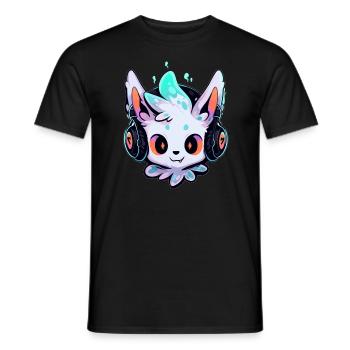 EDM Halloween DJ Ghost Cat Halloween Rave - T-shirt homme - noir - Devant - AI Model Male 178 light (178cm)