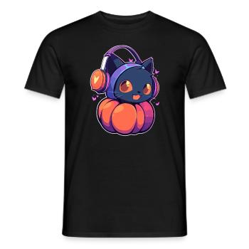 Techno Halloween Party DJ Halloween Citrouille DJ - T-shirt homme - noir - Devant - AI Model Male 178 light (178cm)