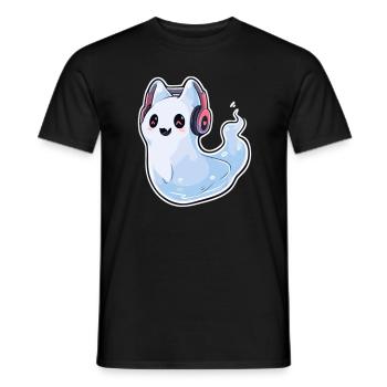 Niedliche Halloween Geisterkatzen Rave DJ - Männer T-Shirt - Schwarz - Vorne - AI Model Male 178 light (178cm)