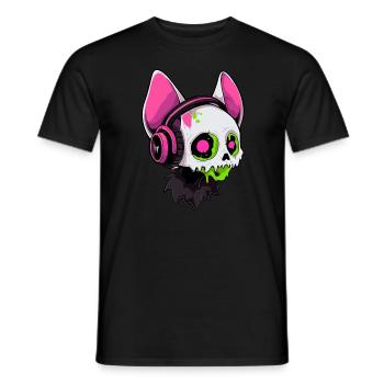 Costume effrayant Zombie Cat Halloween Rave DJ Techno - T-shirt homme - noir - Devant - AI Model Male 178 light (178cm)