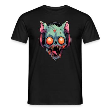 Halloween Zombie Chats DJ Techno Halloween DJ - T-shirt homme - noir - Devant - AI Model Male 178 light (178cm)