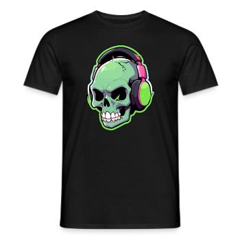 Costume de crâne de DJ d'Halloween Rave d'Halloween - T-shirt homme - noir - Devant - AI Model Male 178 light (178cm)