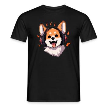 Amoureux des chiens Happy Corgi Dj EDM Festival Raver - T-shirt homme - noir - Devant - AI Model Male 178 light (178cm)