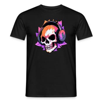 Halloween Rave DJ Crâne effrayant DJ de fête d'Halloween - T-shirt homme - noir - Devant - AI Model Male 178 light (178cm)