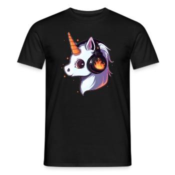 Fête d'Halloween mignonne licorne DJ EDM - T-shirt homme - noir - Devant - AI Model Male 178 light (178cm)