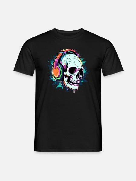 Mélomane Halloween Drum and Bass Dj Skull - T-shirt homme - noir