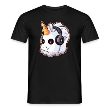 Costume de DJ d'Halloween licorne fantôme mignon Halloween - T-shirt homme - noir - Devant - AI Model Male 178 light (178cm)