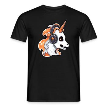 Costume de DJ d'Halloween Licorne Fantôme Effrayant - T-shirt homme - noir - Devant - AI Model Male 178 light (178cm)