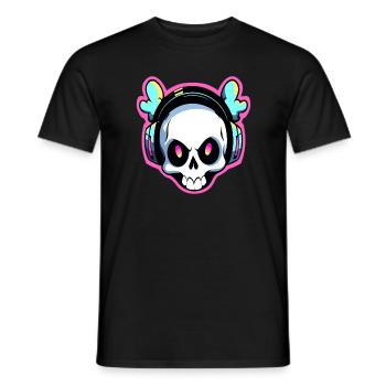 Costume de crâne de DJ du festival EDM, Rave d'Halloween - T-shirt homme - noir - Devant - AI Model Male 178 light (178cm)