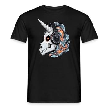 Fête d'Halloween DJ Licorne Zombie Heavy Metal - T-shirt homme - noir - Devant - AI Model Male 178 light (178cm)