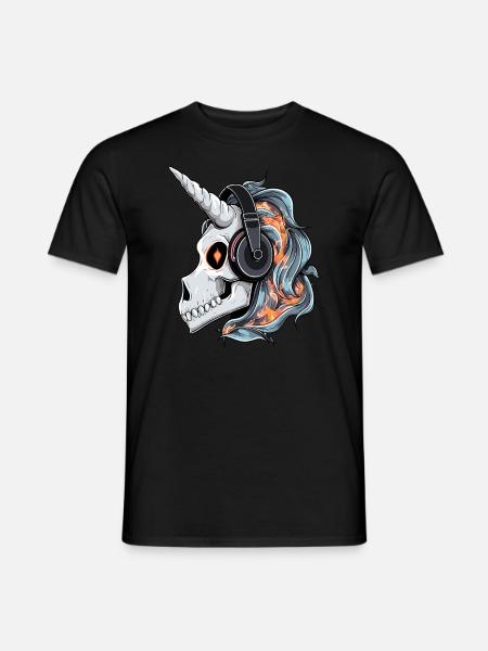 Heavy Metal Zombie Unicorn DJ Halloween Party - Mænd T-shirt - sort