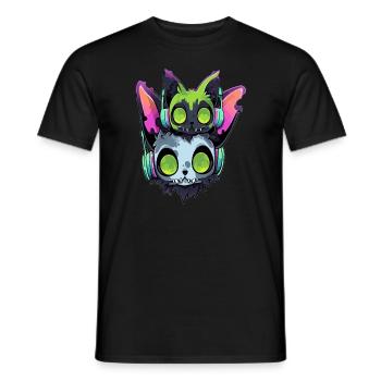 Techno Rave DJ Zombie Cat Fête d'Halloween DJ Raver - T-shirt homme - noir - Devant - AI Model Male 178 light (178cm)