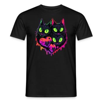 Cat Lover Psychedelic Cat Art EDM Festival Rave - Männer T-Shirt - Schwarz - Vorne - AI Model Male 178 light (178cm)