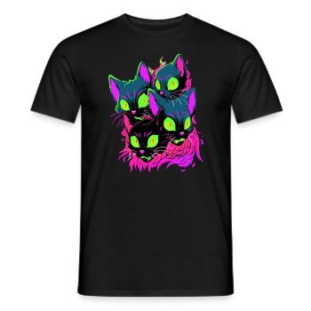 Spooky Halloween Costume Party Cat Raver EDM - T-shirt homme - noir - Devant - AI Model Male 178 light (178cm)