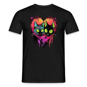 Halloween Zombie Cat Valentines Day Couple Outfit - Men's T-Shirt - black - Front - AI Model Male 178 light (178cm)