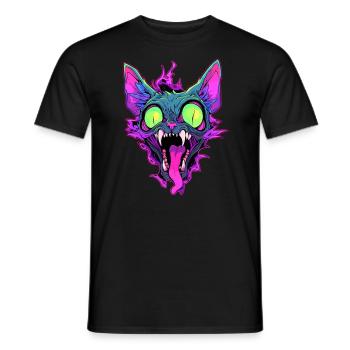 EDM Rave Horror Halloween Zombie Cat Cyberpunk - Men's T-Shirt - black - Front - AI Model Male 178 light (178cm)