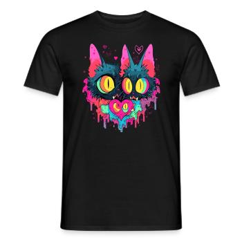 Halloween Zombie Costume Trippy Cat Art Matching - Men's T-Shirt - black - Front - AI Model Male 178 light (178cm)
