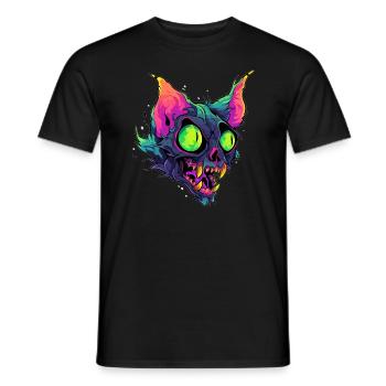 Trippy Zombie Cat Halloween Costume Zombie EDM - T-shirt homme - noir - Devant - AI Model Male 178 light (178cm)