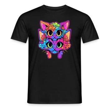 Trippy Psychedelic Art Cat Psychedelic Festival - Männer T-Shirt - Schwarz - Vorne - AI Model Male 178 light (178cm)