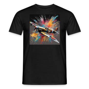 Spitfire British World War 2 Fighter Splash Art - Men's T-Shirt - black - Front - AI Model Male 178 light (178cm)
