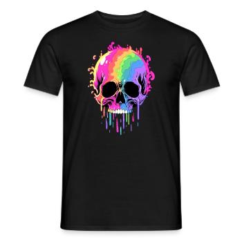 Death Metal Lover Rainbow Skull Heavy Metal - Men's T-Shirt - black - Front - AI Model Male 178 light (178cm)