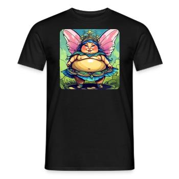 Niedliche dicke Fee mit Flügel - Männer T-Shirt - Schwarz - Vorne - AI Model Male 178 light (178cm)