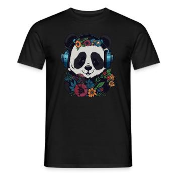Music Lover Dj Panda EDM Festival Raver - Männer T-Shirt - Schwarz - Vorne - AI Model Male 178 light (178cm)