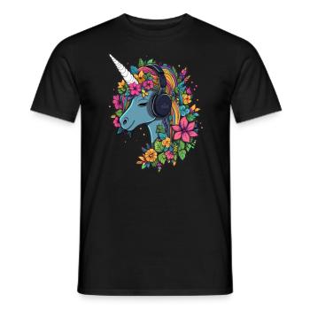 Party Unicorn EDM DJ Unicorn Rave - Men's T-Shirt - black - Front - AI Model Male 178 light (178cm)