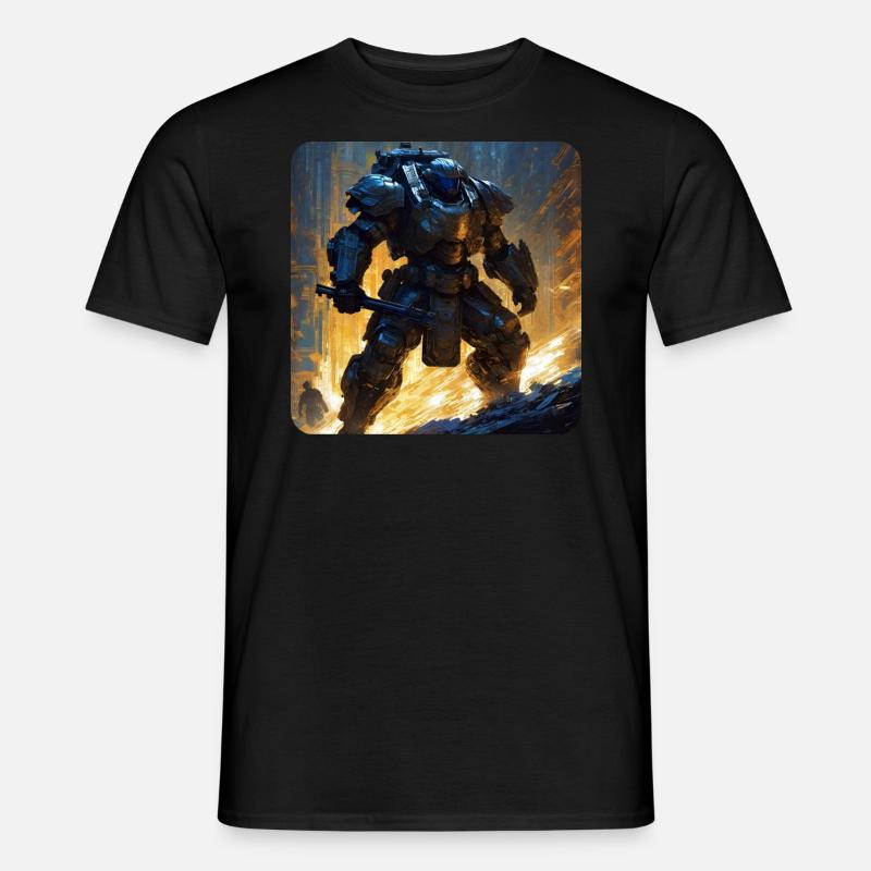 Dunkler Cyborg Android Krieger - Männer T-Shirt - Schwarz
