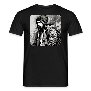 Homme dans le style Hip Hop Rap - T-shirt homme - noir - Devant - AI Model Male 178 light (178cm)